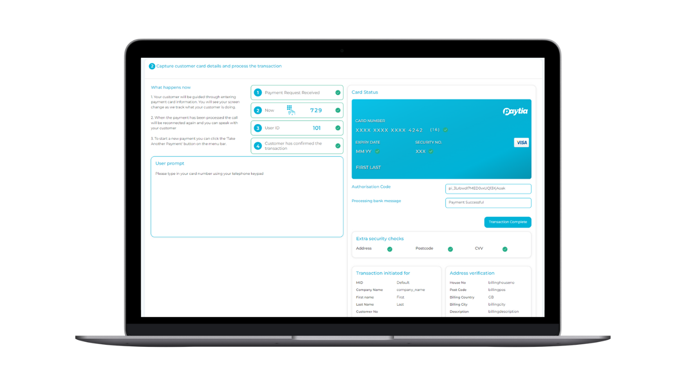 SVT successful payment in Mac Book frame Secure Virtual Terminal by Paytia